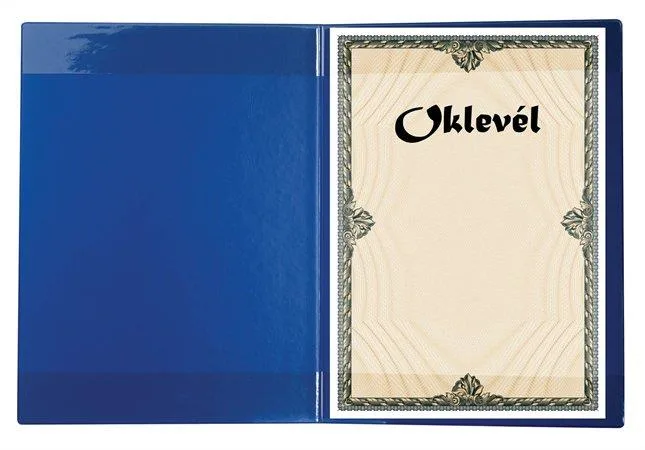 Obal na certifikáty, semišový, A4, VICTORIA OFFICE, modrý 2