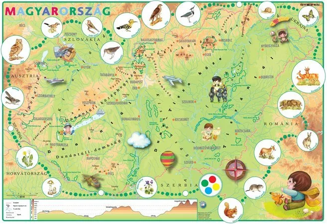 Podložka na stôl, "Administratíva Maďarska/Geografická mapa - Magyaro. közigaz./domborzata" gyerekeknek - výrobok v MJ 2