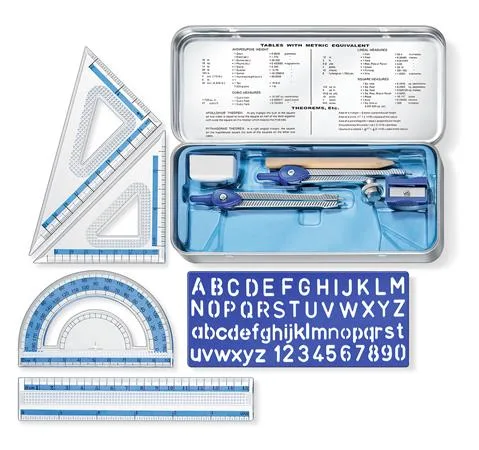 Matematická sada, v kovovej krabičke, 10-kusová, s pravítkom, kružidlom a príslušenstvom, STAEDTLER® "557 10" 3