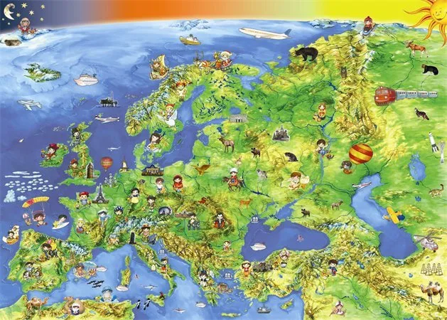 Podložka na stôl, obojstranná, STIEFEL  "Európa országai/Európa gyerektérkép/Európa/Európa detská mapa" - výrobok v MJ 2