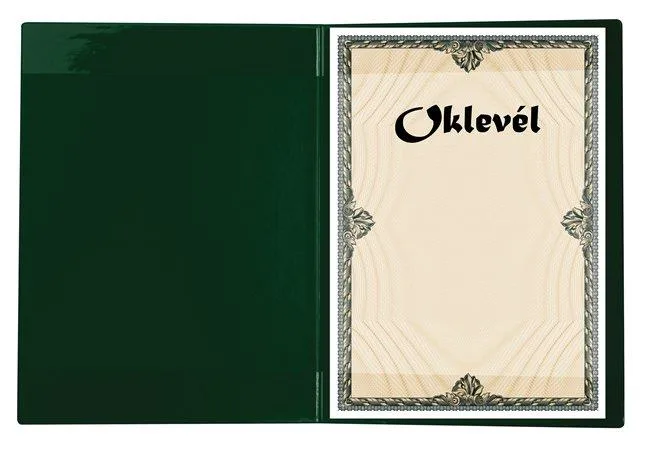 Obal na certifikáty, semišový, A4, VICTORIA OFFICE, zelený 2