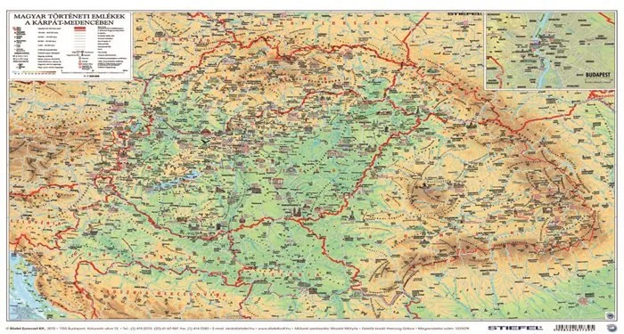 Podložka na stôl, A3, "Emlékhelyek a Kárp-medencében/művelődéstört. áttekintő - Historické pamiatky/Prehľad" - výr. v MJ 2