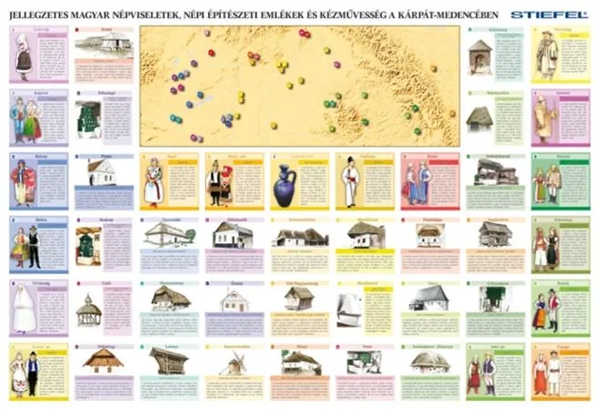 Podložka na stôl, obojstranná, STIEFEL  "Magyarország néprajzi térkép/Maďarská etnografická mapa" - výrobok v MJ 2