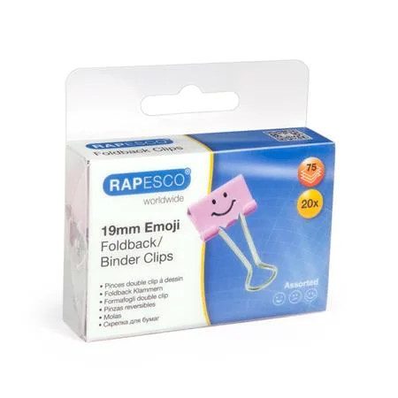 Klipy na dokumenty, 19 mm, "Fun", RAPESCO, svetloružové 2