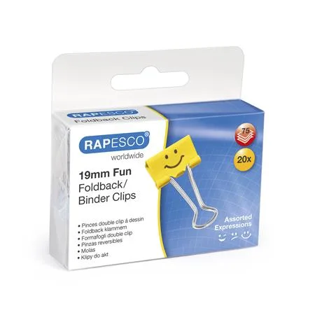 Klipy na dokumenty, 19 mm, RAPESCO "Fun", žltá 3