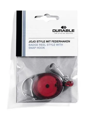 Výsuvný kotúč, s možnosťou vysunutia, so svorkou, DURABLE "Style", červený 2