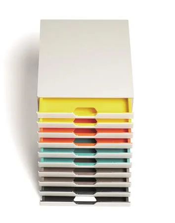 Zásuvkový box, plastový, 10 zásuviek, DURBALE "VARICOLOR® 10", biela 2