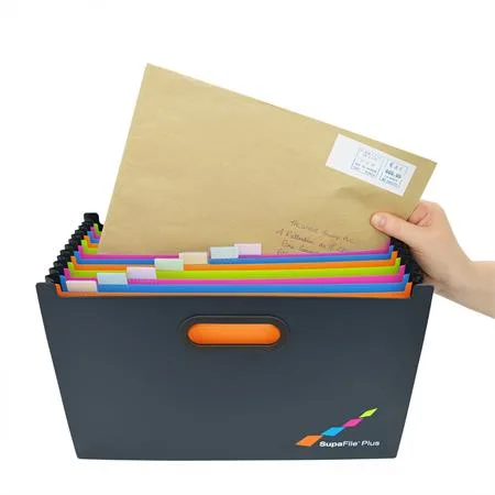 Harmonikový box na dokumenty, A4+, PP, 13 priehradiek, RAPESCO "SupaFile Plus", čierny 2