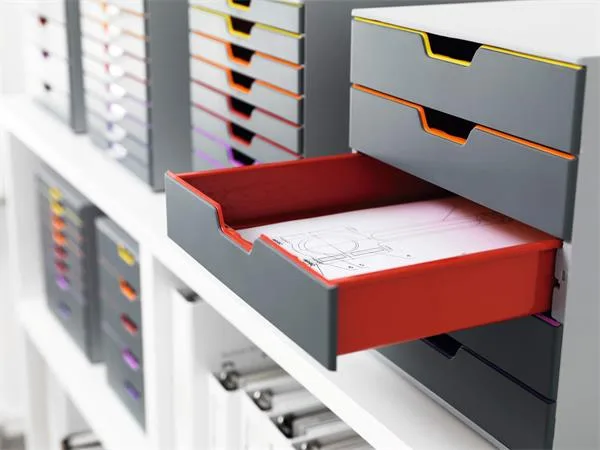 Zásuvkový box, plastový, 5 zásuviek , DURABLE "VARICOLOR® 5", sivý 5