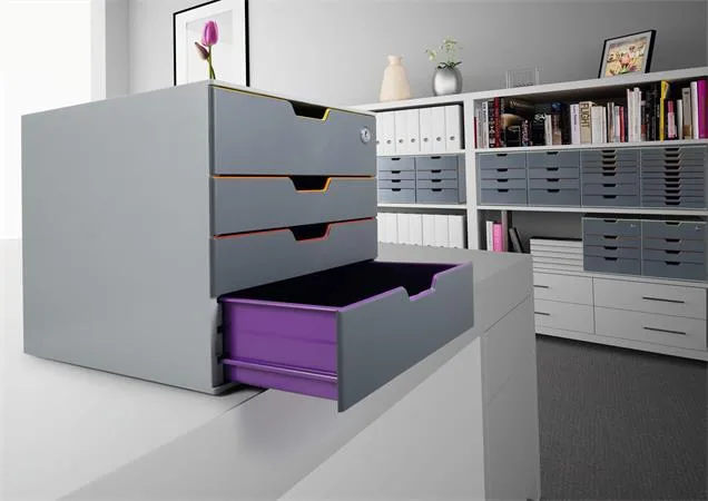 Zásuvkový box, plastový, 4 zásuvky, 1 uzamykateľná zásuvka, DURABLE "VARICOLOR® SAFE" 5
