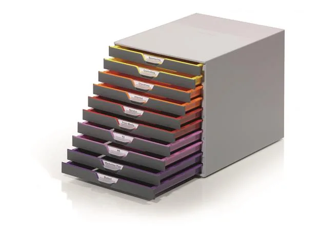 Zásuvkový box, plastový, 10 zásuviek, DURBALE "VARICOLOR® 10", sivá 2