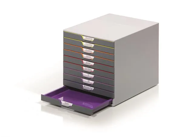 Zásuvkový box, plastový, 10 zásuviek, DURBALE "VARICOLOR® 10", sivá 3
