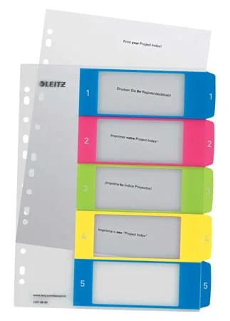 Register, plastový, A4 Maxi, 1-5, LEITZ "Wow" 4