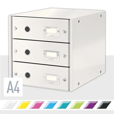 Zásuvkový box, polaminovaný kartón, 3 zásuvky, LEITZ "Click&Store", biela 2