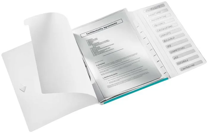Organizér, A4, 12 dielny, plastový, LEITZ "Wow", ľadovo modrý 3