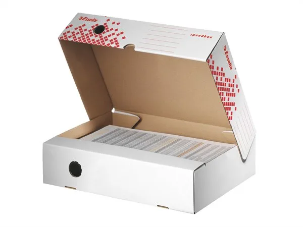 Archívny box, A4, 80 mm, recyklovaný kartón, horizontálny, ESSELTE "Speedbox", biely 2