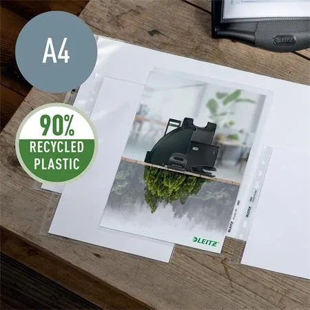 Euroobal, otvor zhora aj zvnútra, A4, PP, 140 mikrónov, drsný povrch, LEITZ "Recycle" 4