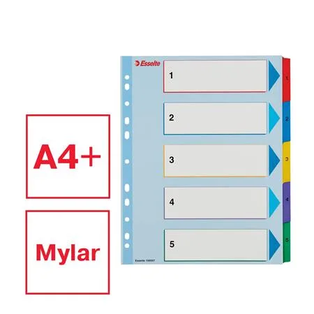 Register, laminovaný kartón, A4 maxi, 1-5, prepisovateľný, ESSELTE 2