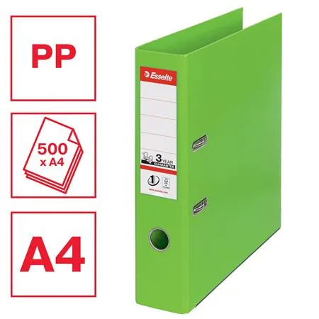 Pákový šanón, 75 mm, A4, PP/PP, s ochranným spodným kovaním, ESSELTE "Standard", Vivida zelený 2