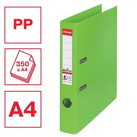 Pákový šanón, 50 mm, A4, PP/PP, s ochranným spodným kovaním, ESSELTE "Standard", Vivida zelený 2