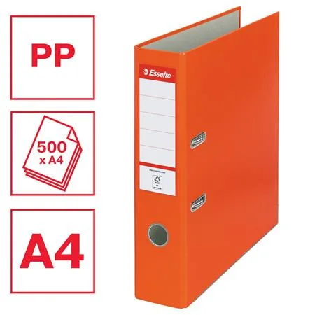 Pákový šanón, 75 mm, A4, PP/kartón, ochranné spodné kovanie, ESSELTE "Economy", oranžový 2