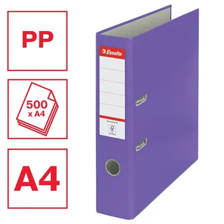Pákový šanón, 75 mm, A4, PP/kartón, ochranné spodné kovanie, ESSELTE "Economy", fialový 2