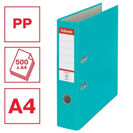 Pákový šanón, 75 mm, A4, PP/kartón, ochranné spodné kovanie, ESSELTE "Economy", tyrkysový 2