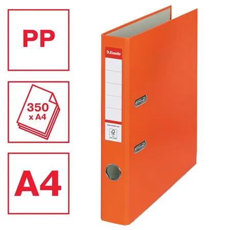 Pákový šanón, 50 mm, A4, PP/kartón, ochranné spodné kovanie, ESSELTE "Economy", oranžový 2