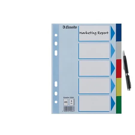 Register, plastový, A5, 5 oddielov, ESSELTE, farebný 2