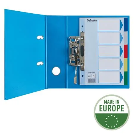 Register, plastový, A5, 5 oddielov, ESSELTE, farebný 5