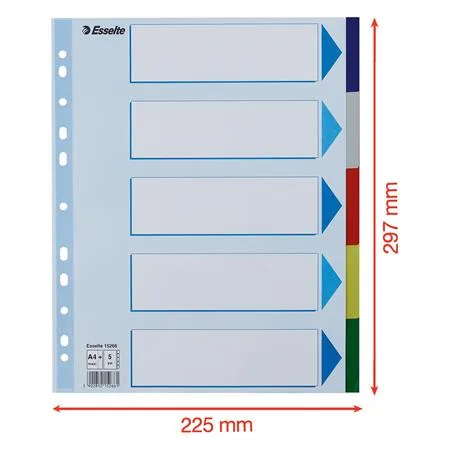 Register, plastový, A4 Maxi, 5 dielny, ESSELTE 7