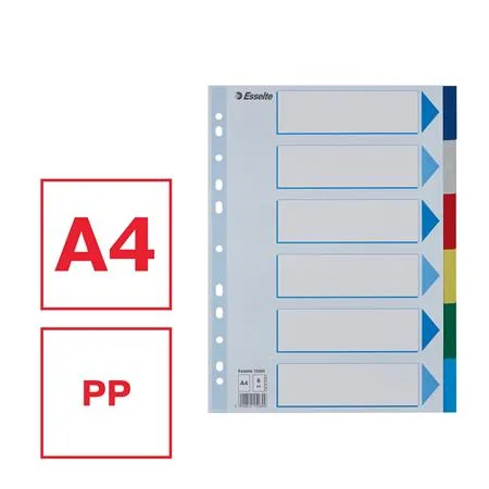 Register, plastový, A4, 6 dielny, ESSELTE 4