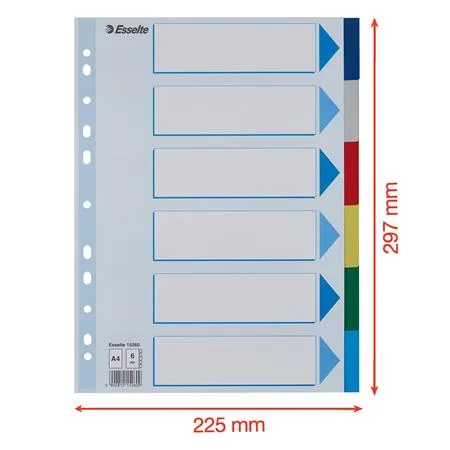 Register, plastový, A4, 6 dielny, ESSELTE 7