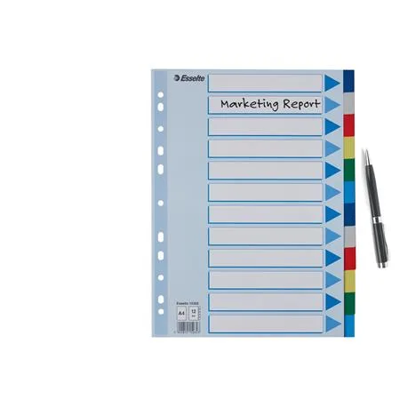 Register, plastový, A4, 12 dielny, ESSELTE 2