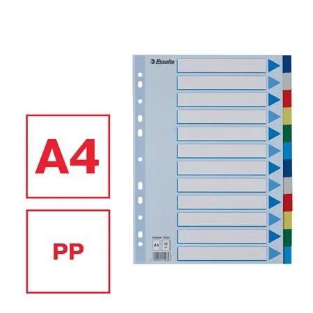Register, plastový, A4, 12 dielny, ESSELTE 4