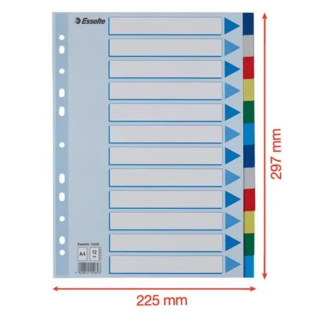 Register, plastový, A4, 12 dielny, ESSELTE 7