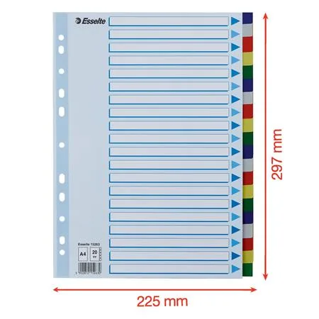 Register, plastový, A4, 20 dielny, ESSELTE 7