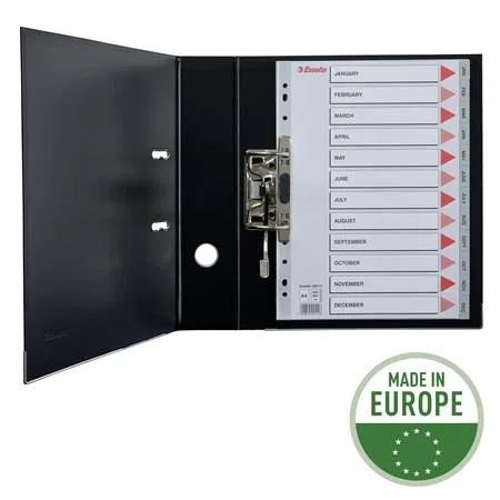 Register, plastový, A4, Jan-Dec, ESSELTE, sivý 3
