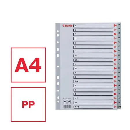 Register, plastový, A4, A-Z, ESSELTE, sivý 2
