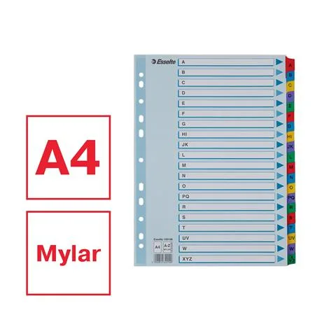 Register, kartón, A4, A-Z, ESSELTE, VIVIDA, biela 2