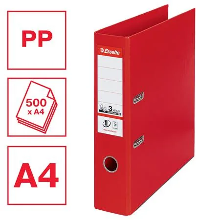 Pákový šanón, 75 mm, A4, PP/PP, s ochranným spodným kovaním, ESSELTE "Standard", červený 2