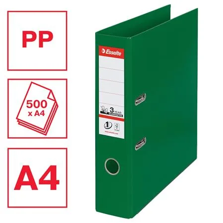 Pákový šanón, 75 mm, A4, PP/PP, s ochranným spodným kovaním, ESSELTE "Standard", zelený 2