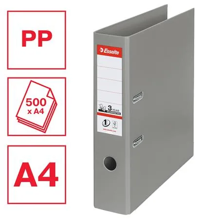 Pákový šanón, 75 mm, A4, PP/PP, s ochranným spodným kovaním, ESSELTE "Standard", sivý 2
