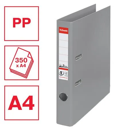 Pákový šanón, 50 mm, A4, PP/PP, s ochranným spodným kovaním, ESSELTE "Standard", sivý 2
