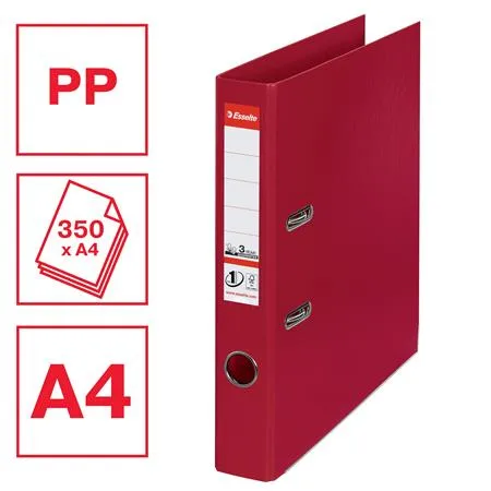 Pákový šanón, 50 mm, A4, PP/PP, s ochranným spodným kovaním, ESSELTE "Standard", bordový 2