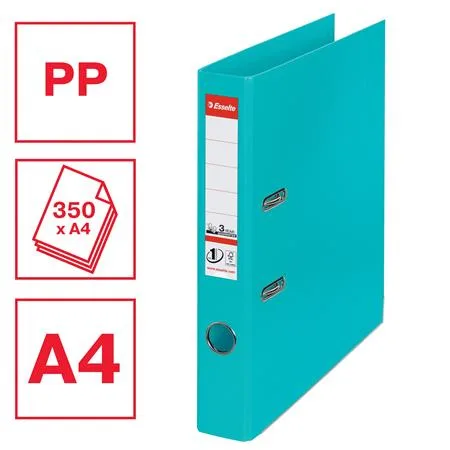 Pákový šanón, 50 mm, A4, PP/PP, s ochranným spodným kovaním, ESSELTE "Standard", tyrkysový 2