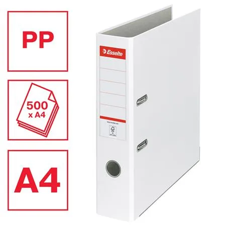 Pákový šanón, 75 mm, A4, PP/kartón, ochranné spodné kovanie, ESSELTE "Economy", biely 2