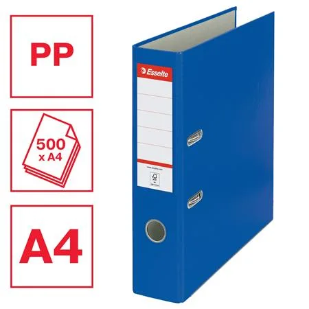 Pákový šanón, 75 mm, A4, PP/kartón, ochranné spodné kovanie, ESSELTE "Economy", modrý 2