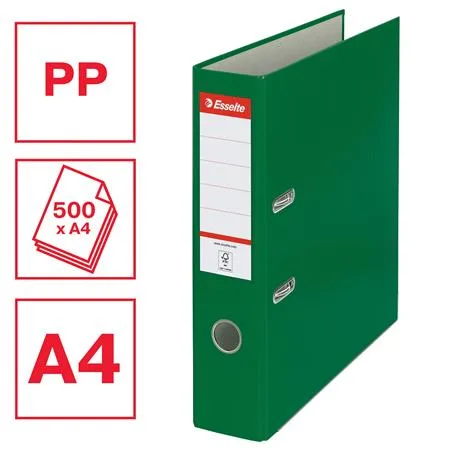 Pákový šanón, 75 mm, A4, PP/kartón, ochranné spodné kovanie, ESSELTE "Economy", zelený 2