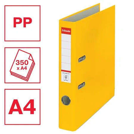 Pákový šanón, 50 mm, A4, PP/kartón, ochranné spodné kovanie, ESSELTE "Economy", žltý 2